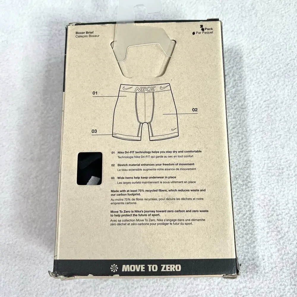 Nike Dri-FIT Essential Micro Men's Boxer Brief 2 Pack 5” inseam Medium Black NEW